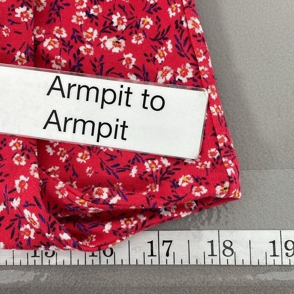 Old Navy Dress Women's L Large Red Floral Sleeveless Square Neck A-Line Midi - Picture 13 of 16